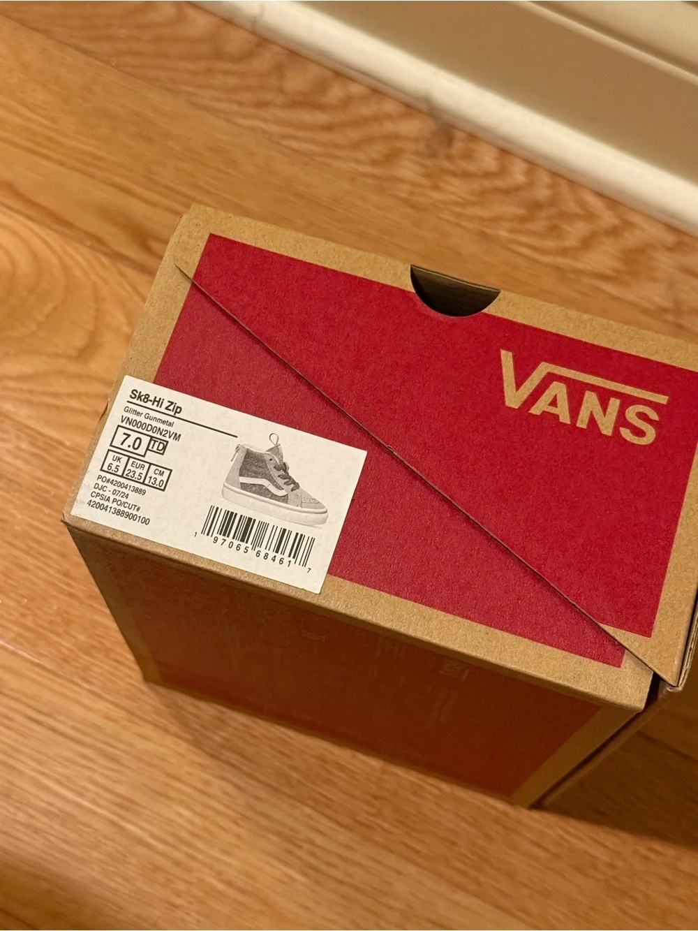 Vans Toddler High-Top Glitter Sneakers in Gray and White
